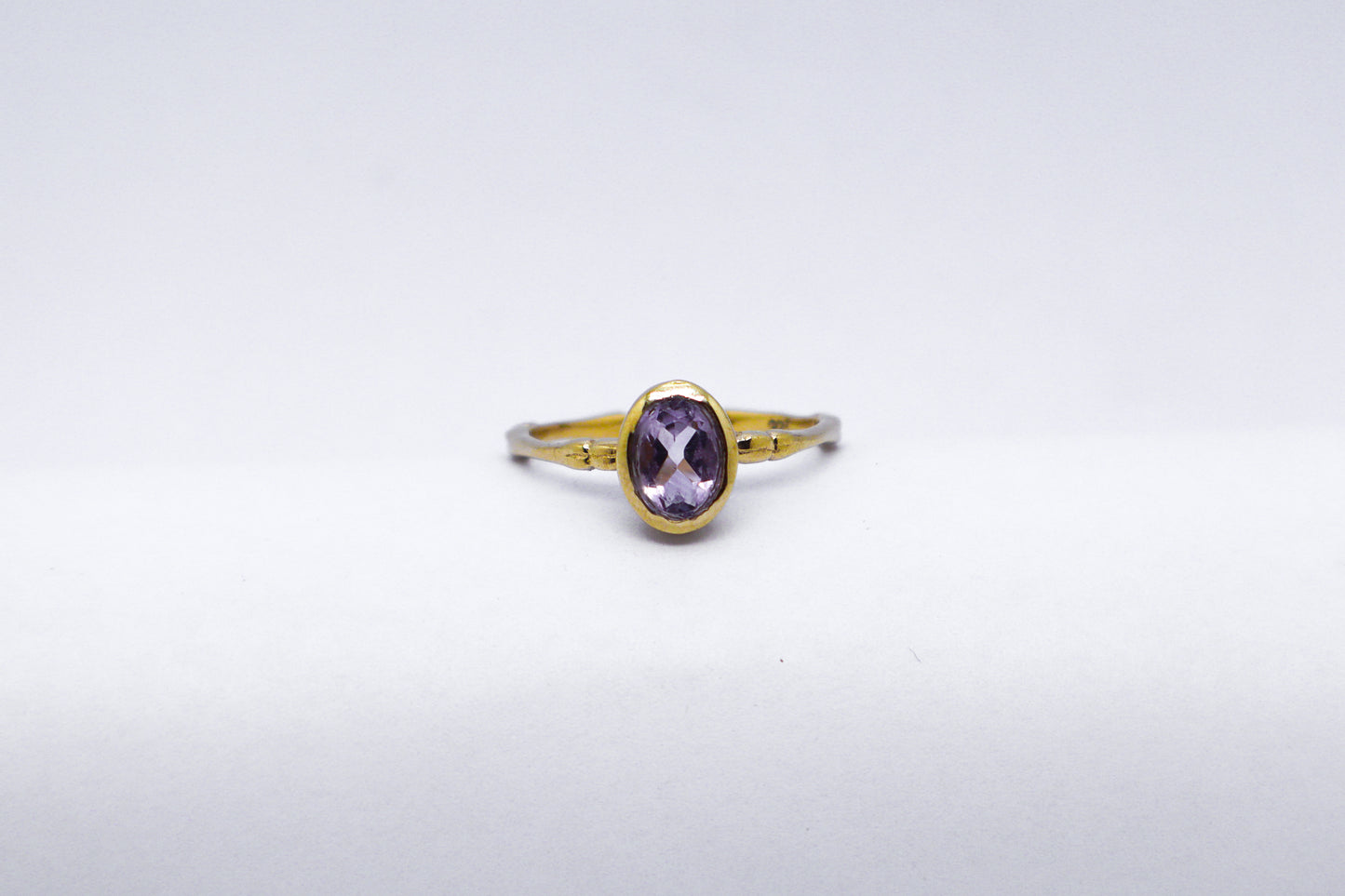 Amethyst Gold Plated Solid Sterling Silver Ring