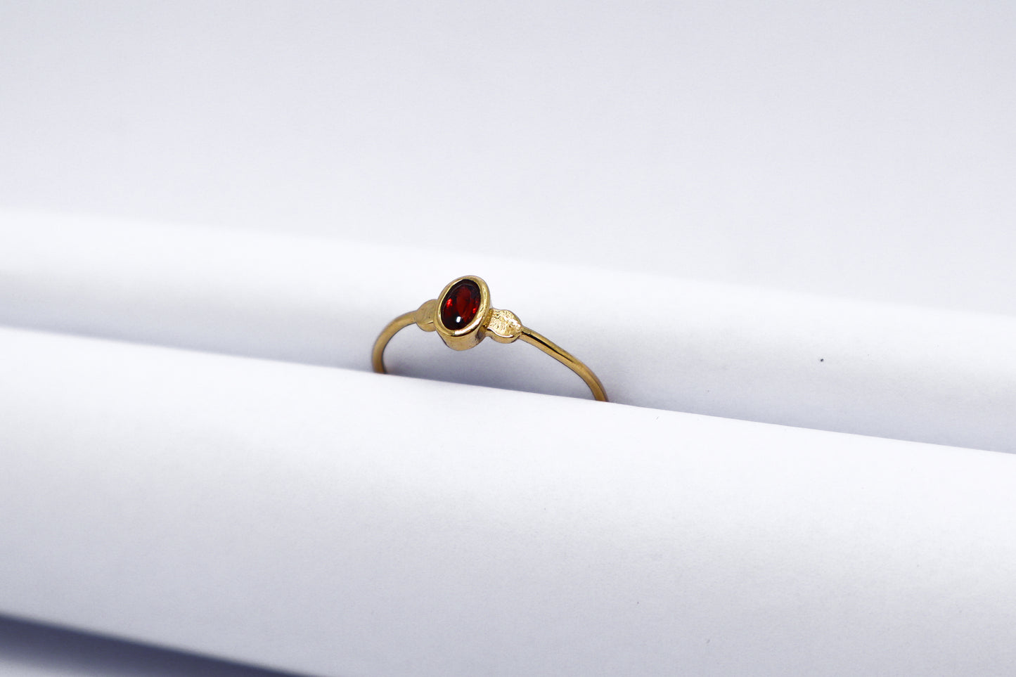 Garnet Gold Plated Solid Sterling Silver Ring