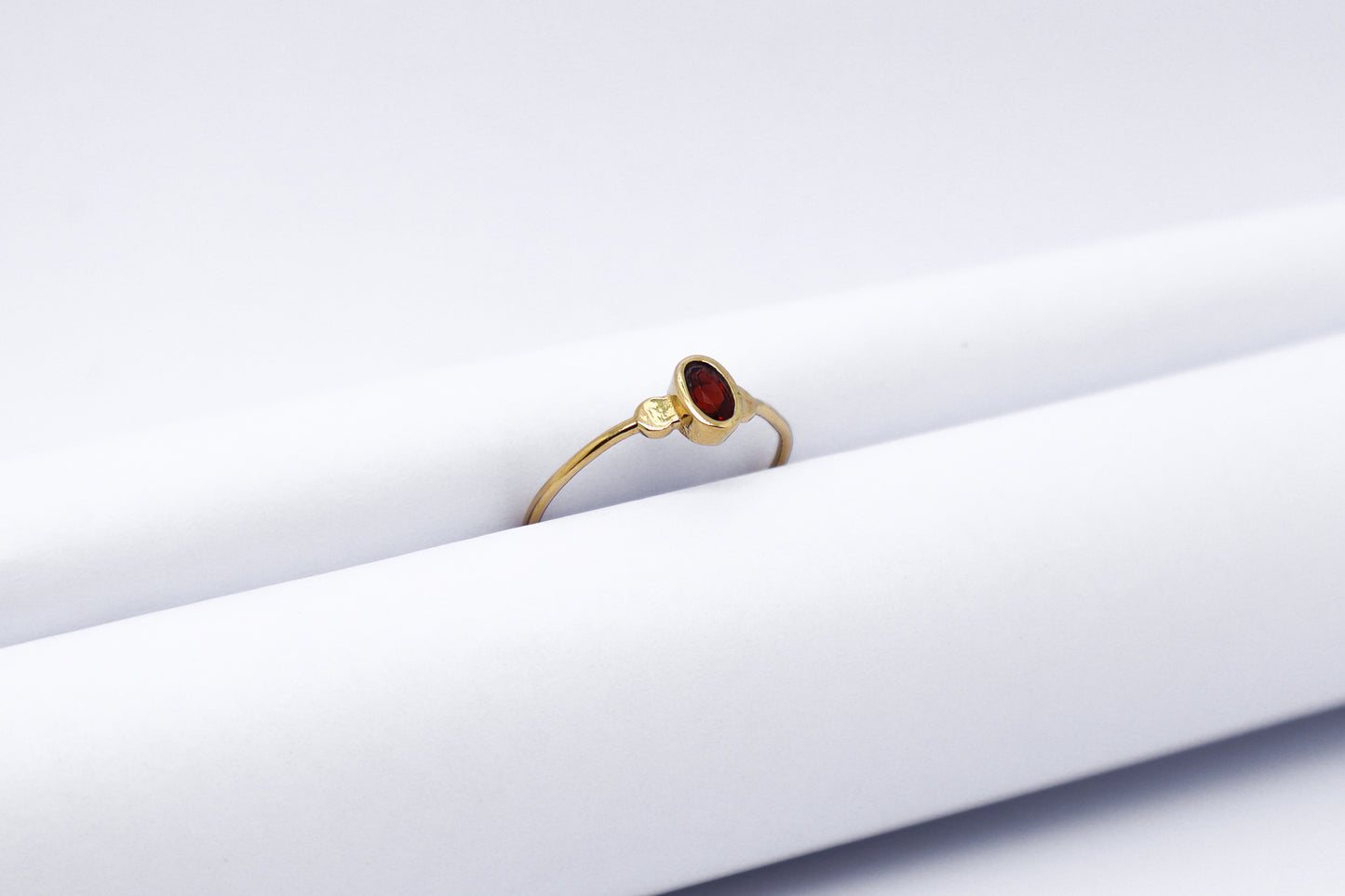 Garnet Gold Plated Solid Sterling Silver Ring