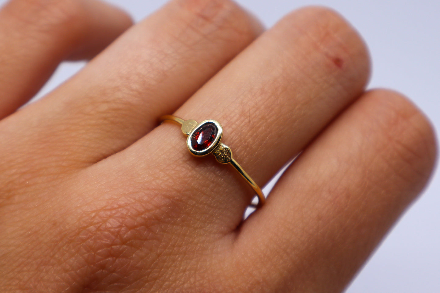 Garnet Gold Plated Solid Sterling Silver Ring