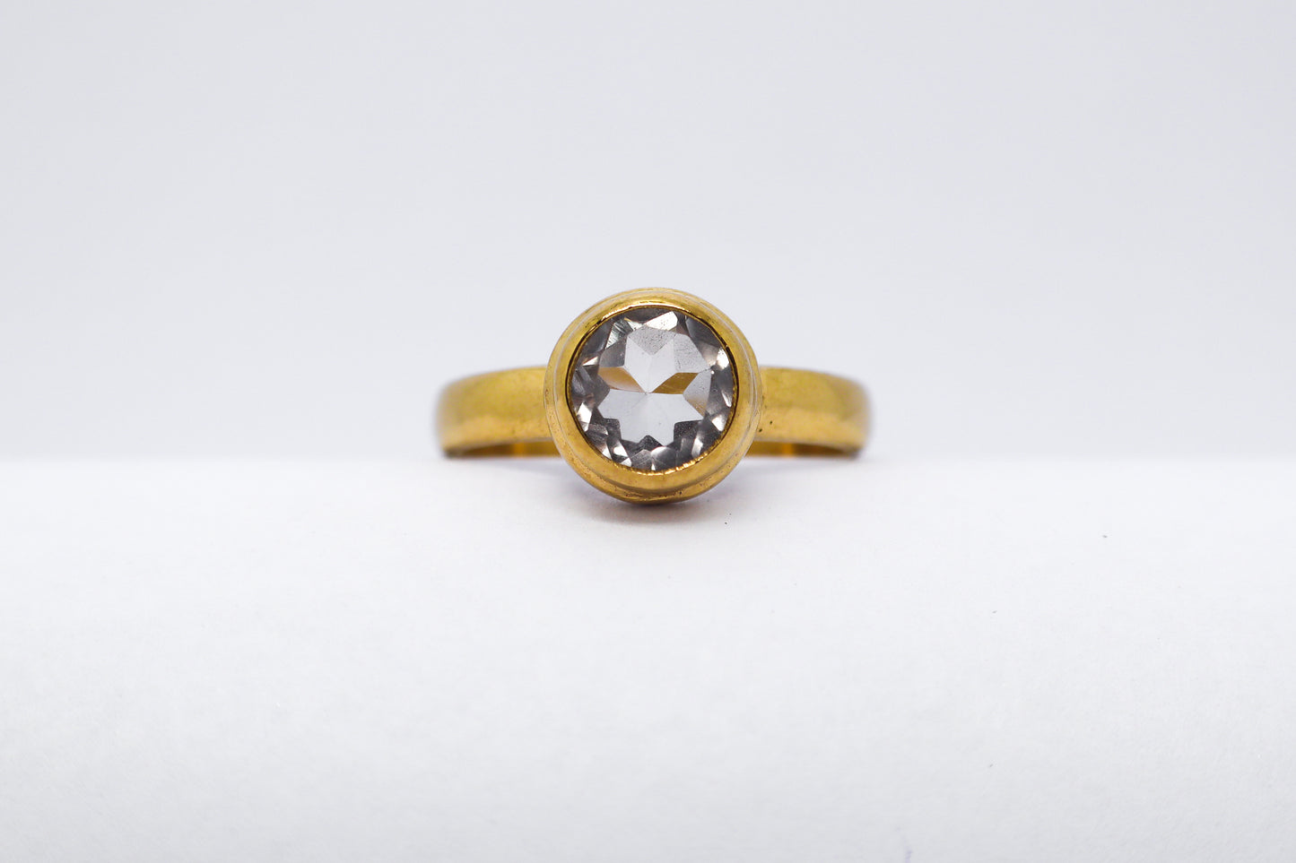 Clear Quartz Gold Plated Solid Sterling Silver Ring