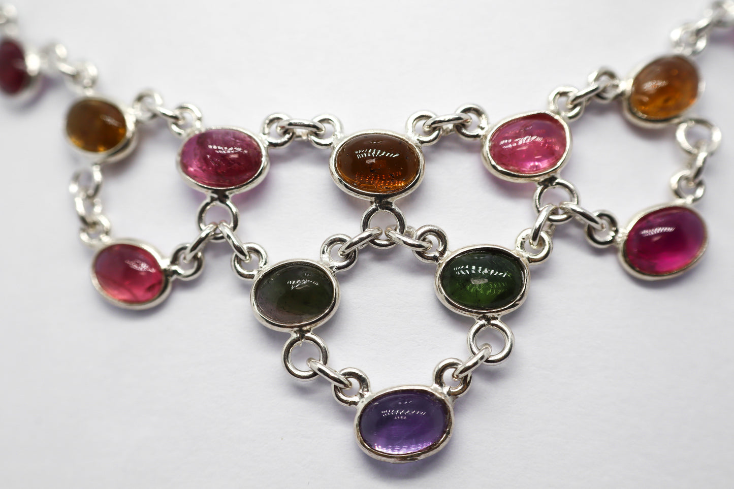 Multicoloured Tourmaline Sterling Silver Necklace