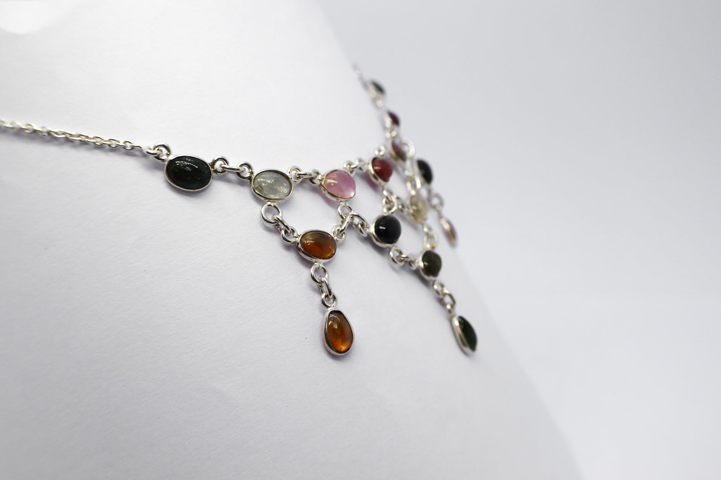 Multicoloured Tourmaline Sterling Silver Necklace