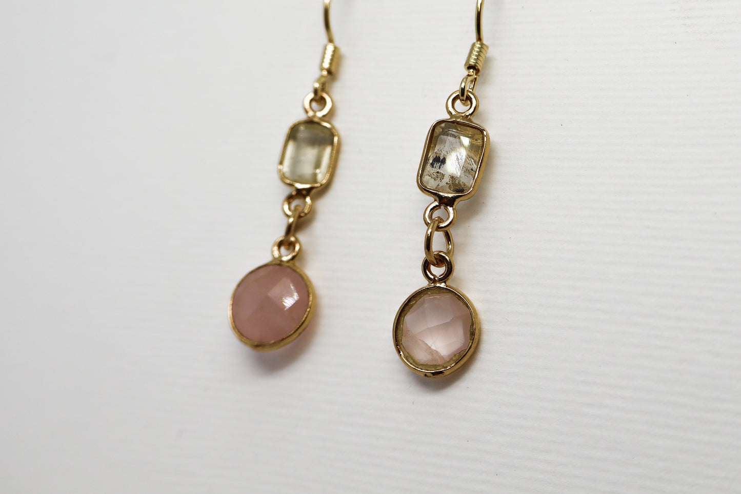 Citrine and Quartz Rose Gold Plated Sterling Silver earring