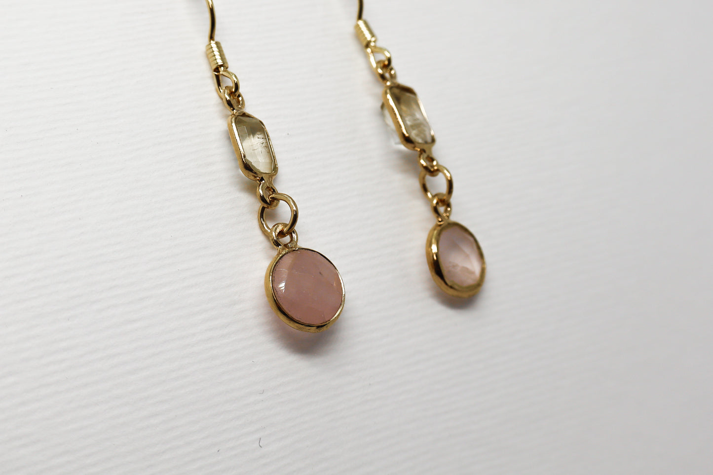Citrine and Quartz Rose Gold Plated Sterling Silver earring