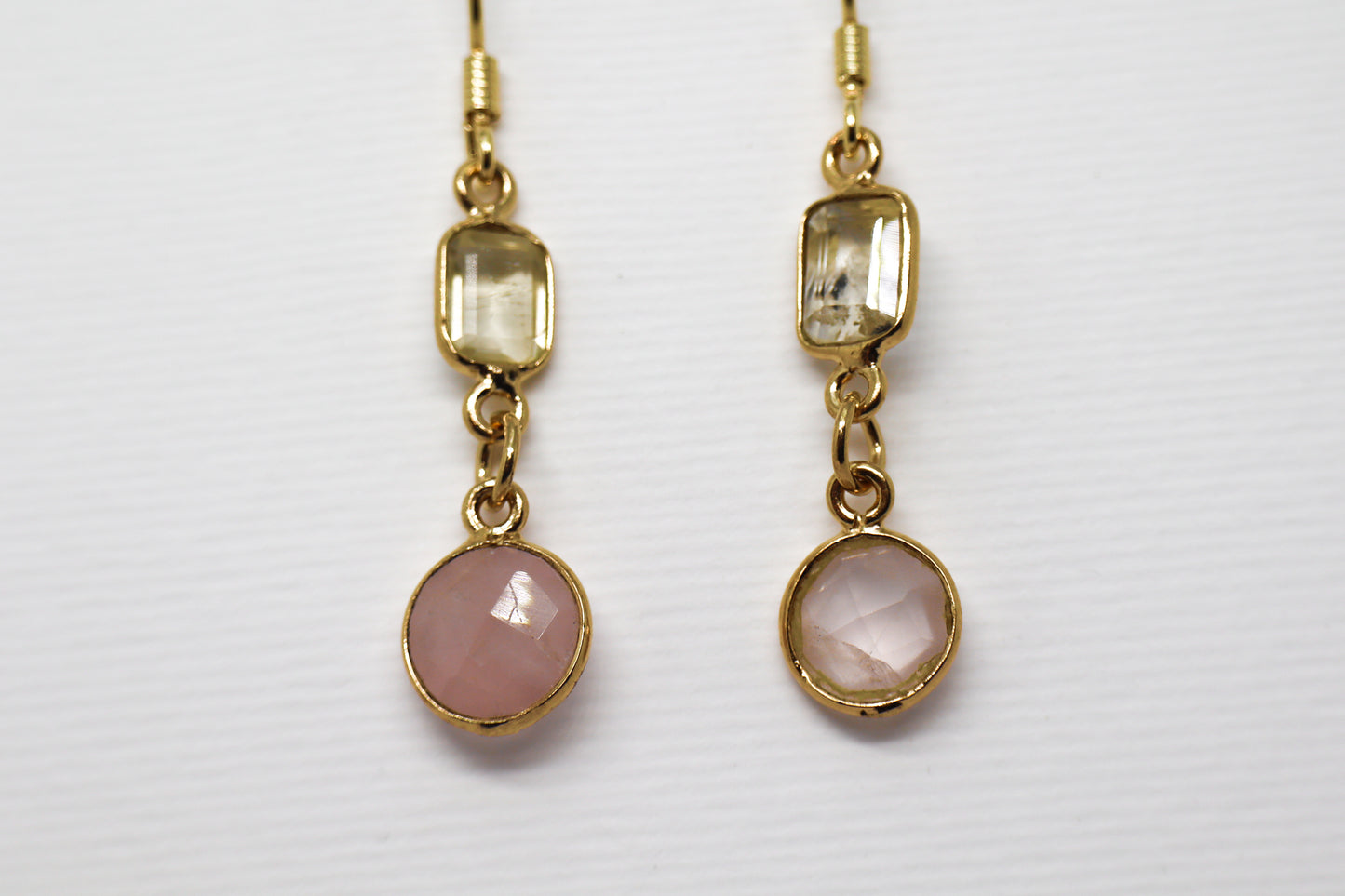Citrine and Quartz Rose Gold Plated Sterling Silver earring