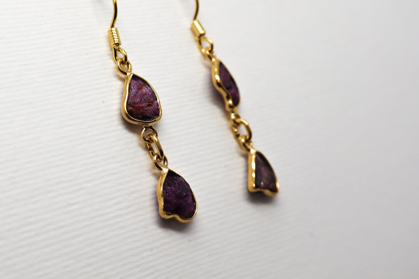 Garnet Gold Plated Sterling Silver earring