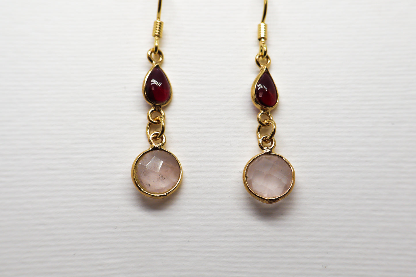 Garnet and Quart Rose Gold Plated Sterling Silver earring