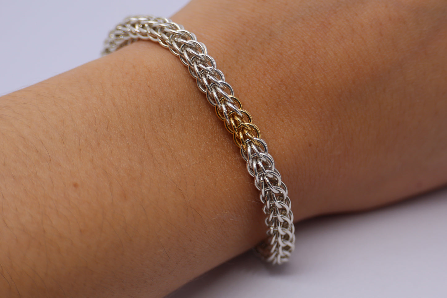 Persian Chainmail Silver and Gold Plated 24k Bracelet