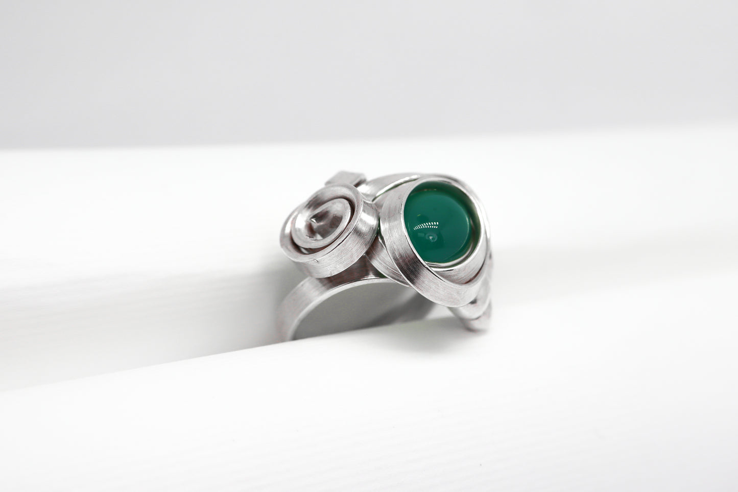Gala Green Aventurine Solid Sterling Silver Ring