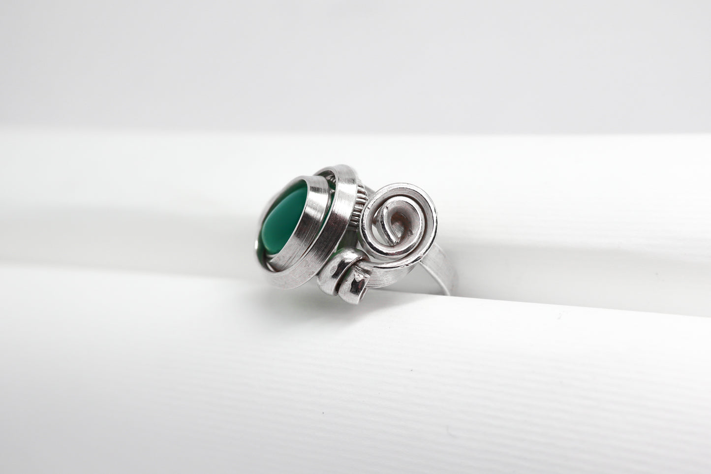 Gala Green Aventurine Solid Sterling Silver Ring