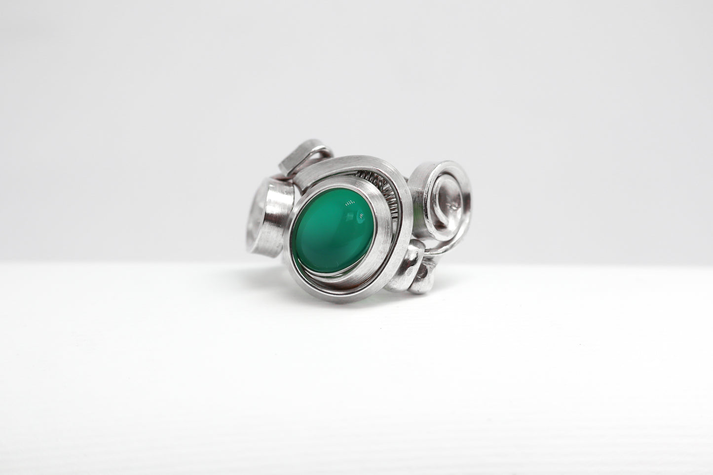 Gala Green Aventurine Solid Sterling Silver Ring