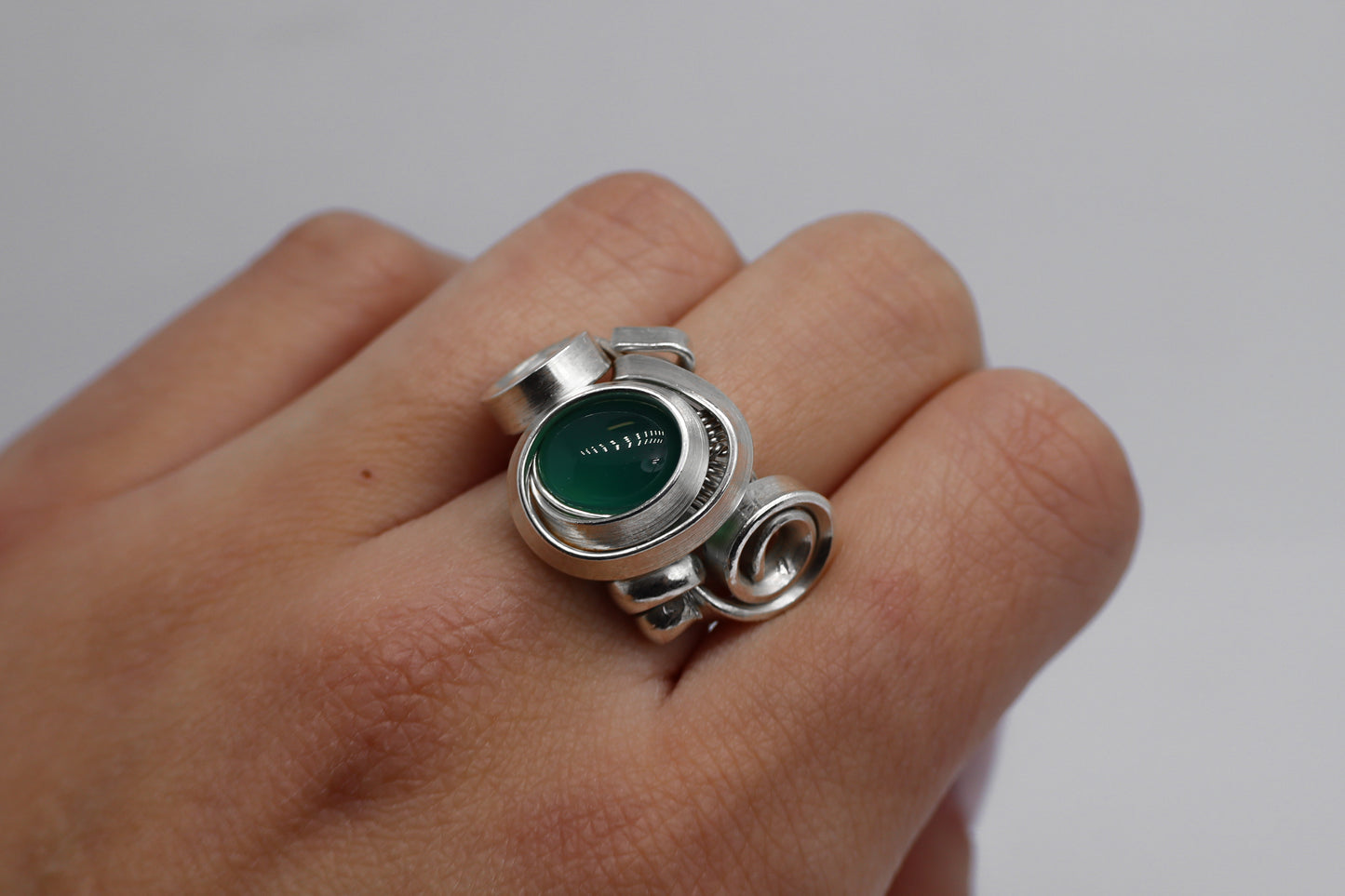 Gala Green Aventurine Solid Sterling Silver Ring