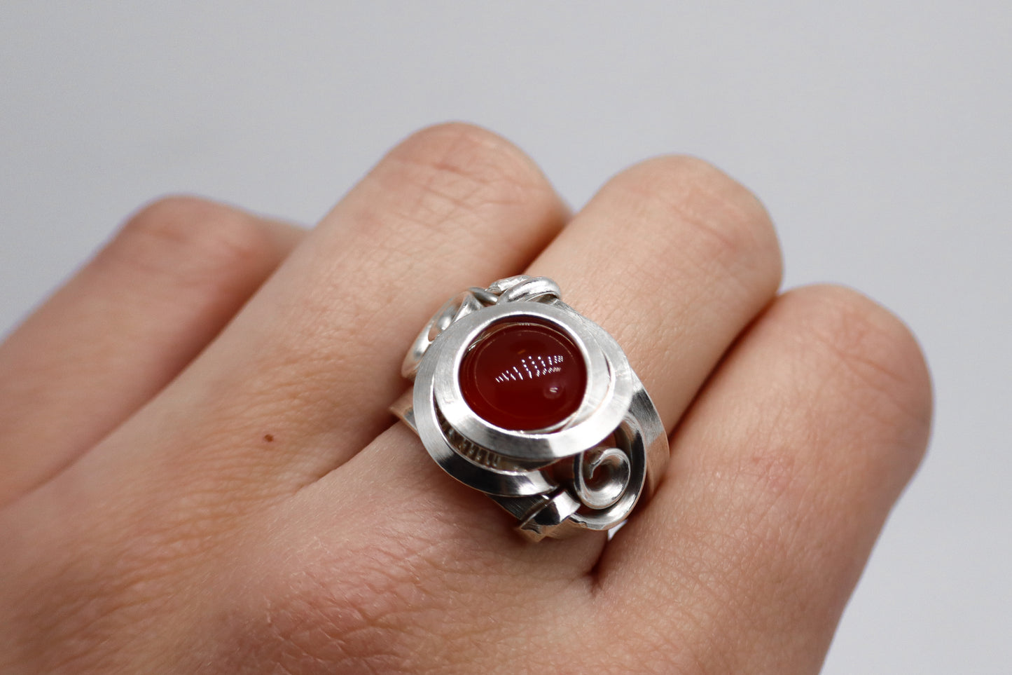 Gala Cornelian Solid Sterling Silver Ring