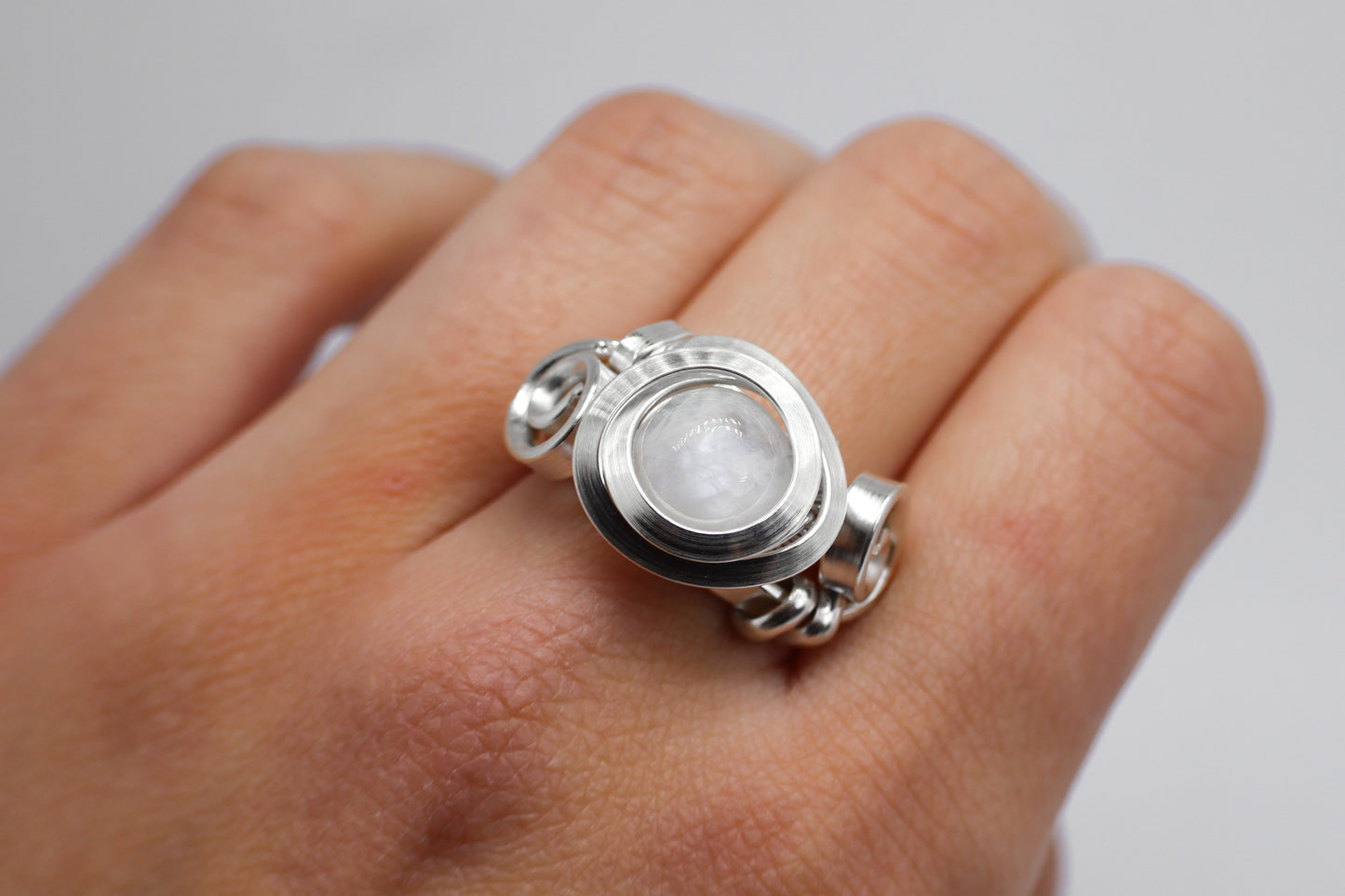 Gala Moonstone Solid Sterling Silver Ring