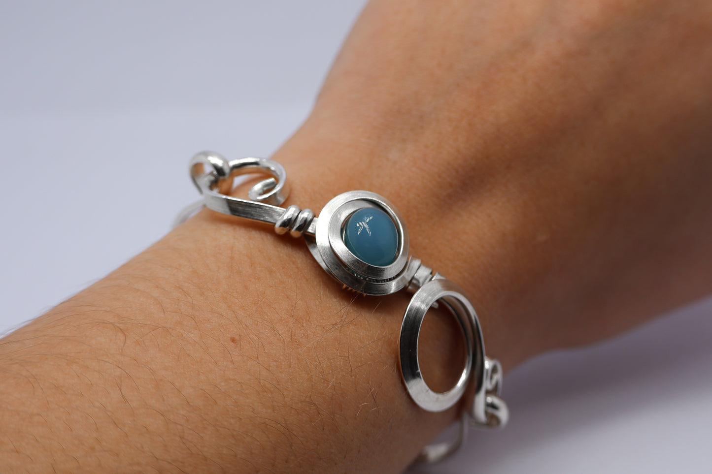 Gala Aqua Chalcedony Sterling Silver Bracelet