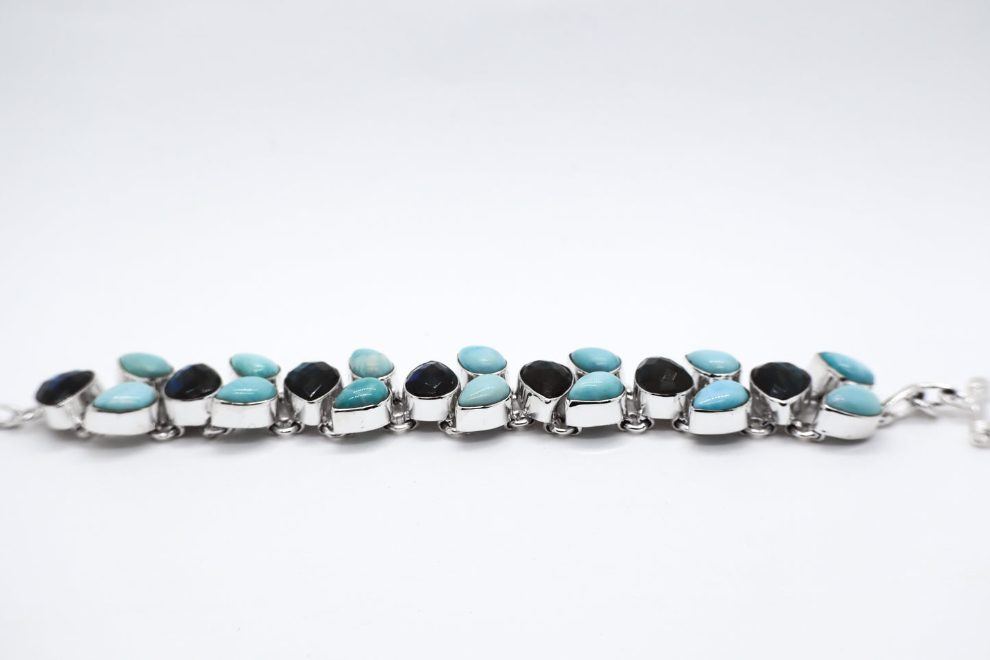 Labradorite and Larimar Sterling Silver Bracelet