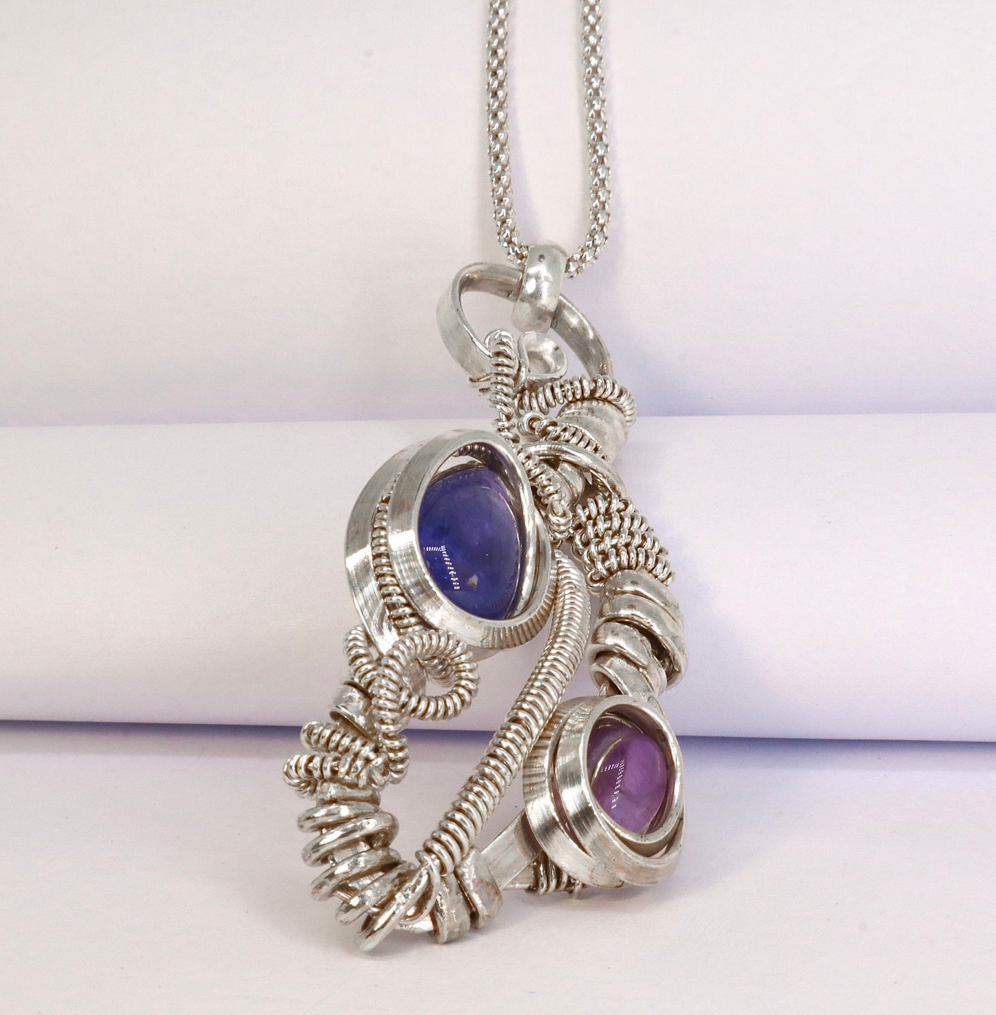Tanzanite/Amethyst Sterling Silver Necklace