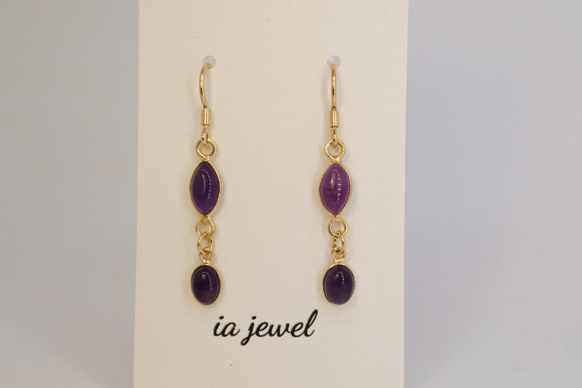 Amethyst 24k Gold Plated Earring