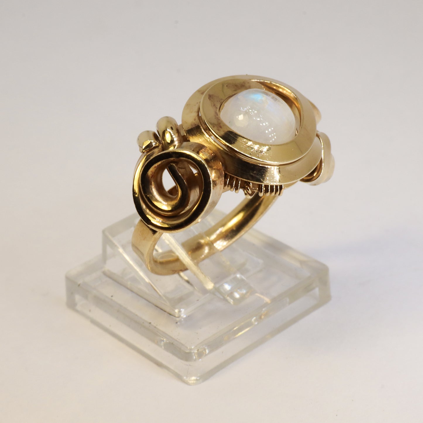 Gala Moonstone Gold Plated Solid Sterling Silver Ring