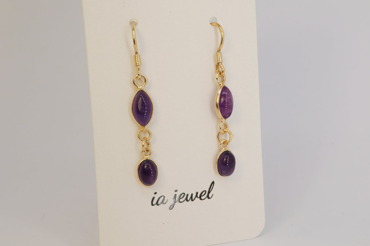 Amethyst 24k Gold Plated Earring