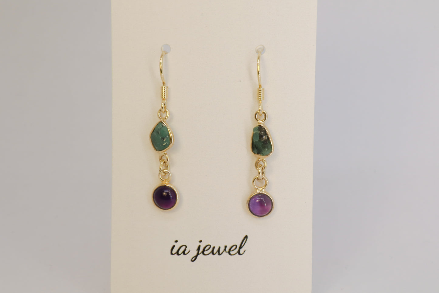 Amethyst/Green Tourmaline 24k Gold Plated Earring