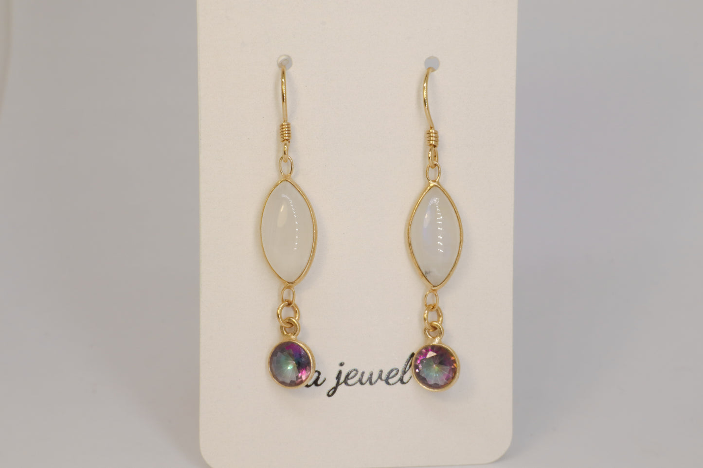 Moonstone/Mystic Topaz 24k Gold Plated Earring