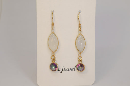 Moonstone/Mystic Topaz 24k Gold Plated Earring