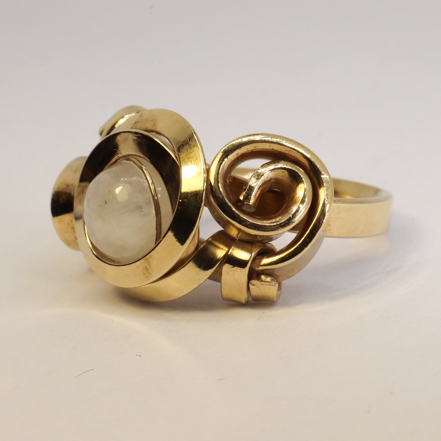 Gala Moonstone Gold Plated Solid Sterling Silver Ring