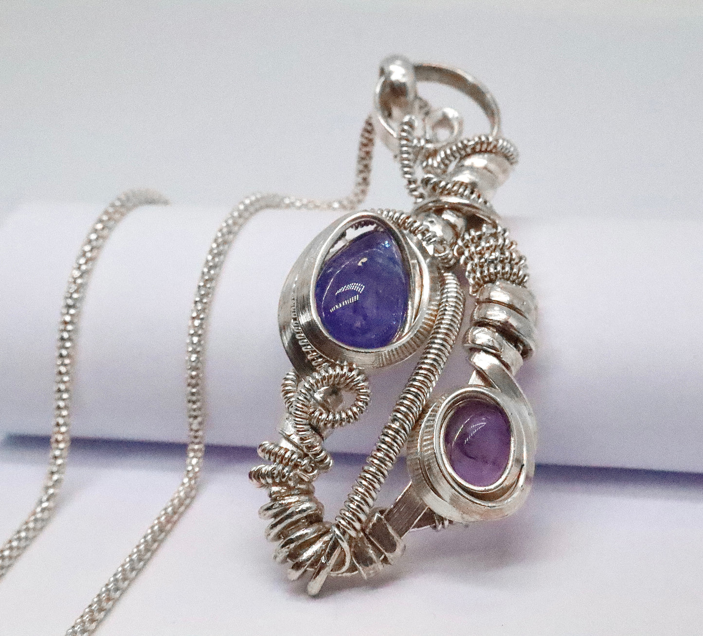 Tanzanite/Amethyst Sterling Silver Necklace