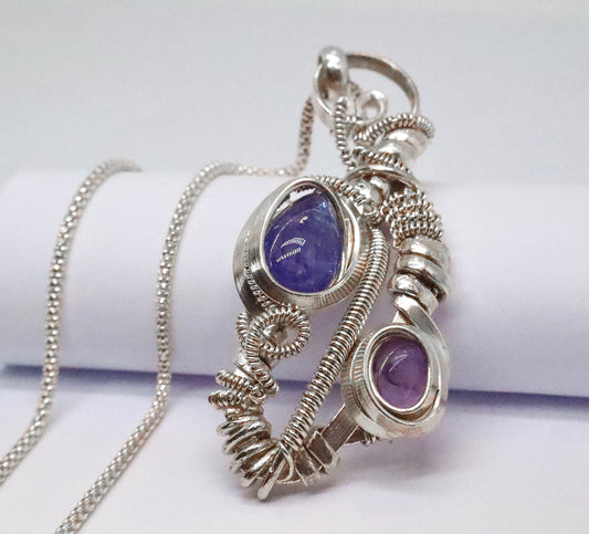 Tanzanite/Amethyst Sterling Silver Necklace