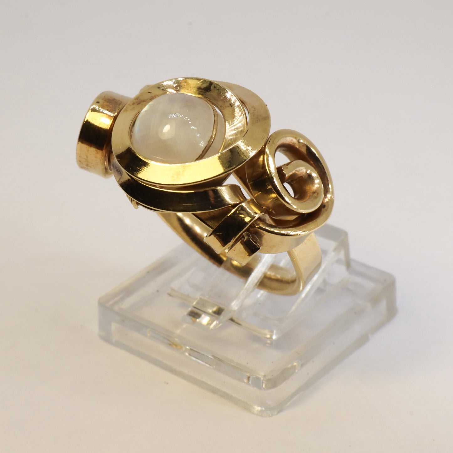 Gala Moonstone Gold Plated Solid Sterling Silver Ring