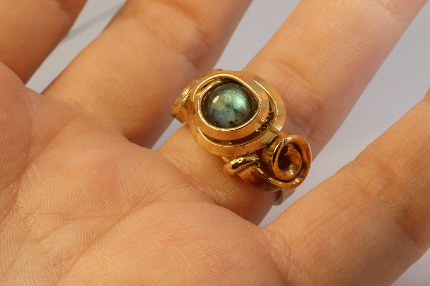 Gala Labradorite Gold Plated Solid Sterling Silver Ring