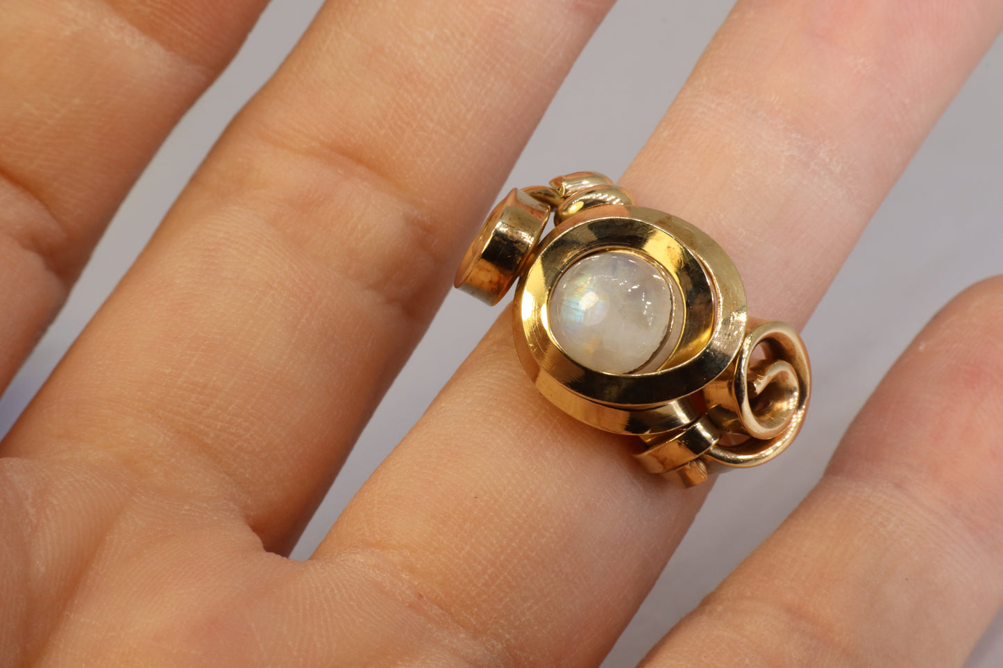 Gala Moonstone Gold Plated Solid Sterling Silver Ring