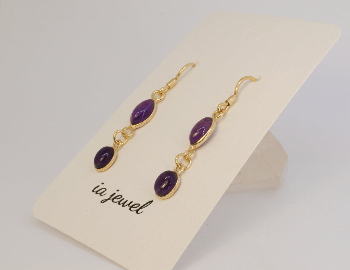 Amethyst 24k Gold Plated Earring