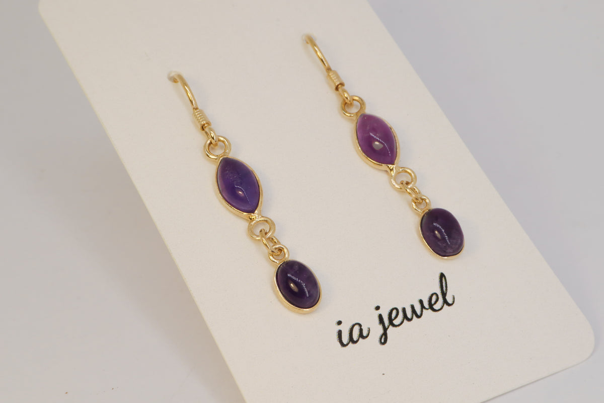 Amethyst 24k Gold Plated Earring