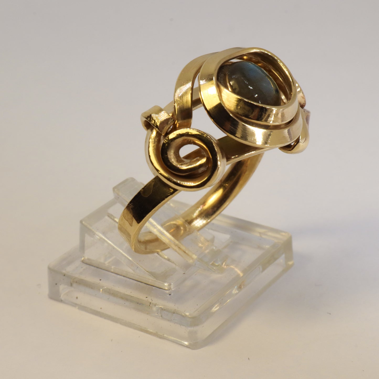 Gala Labradorite Gold Plated Solid Sterling Silver Ring