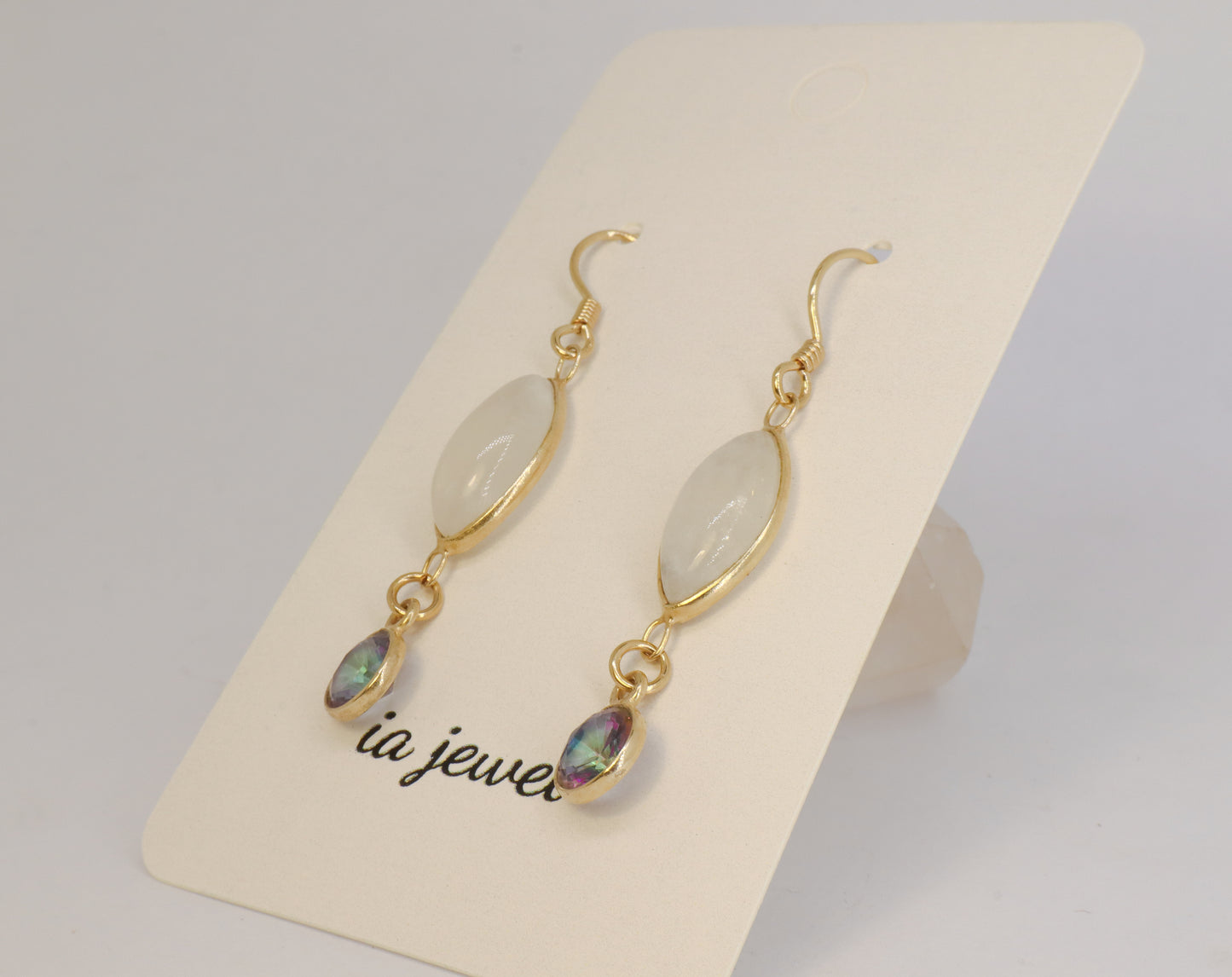 Moonstone/Mystic Topaz 24k Gold Plated Earring
