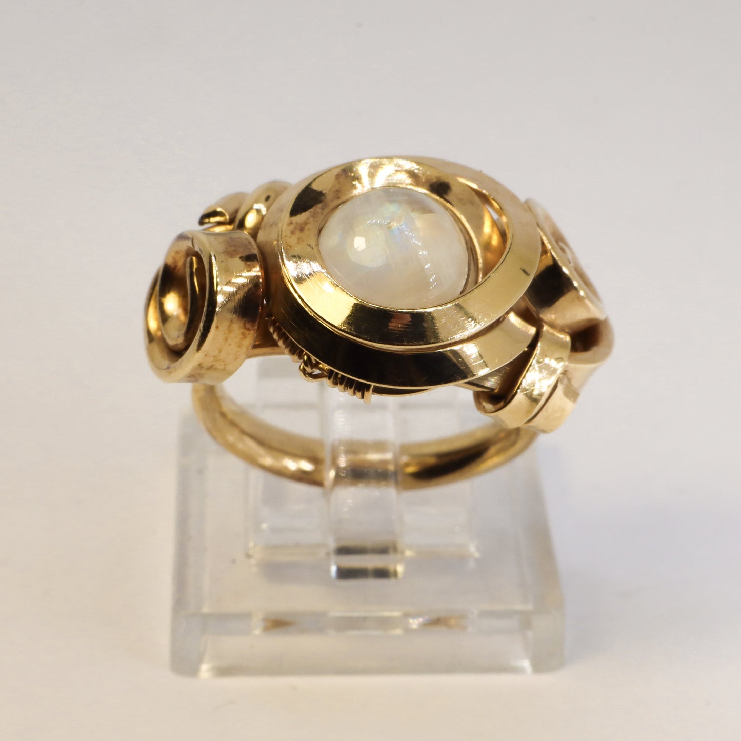 Gala Moonstone Gold Plated Solid Sterling Silver Ring
