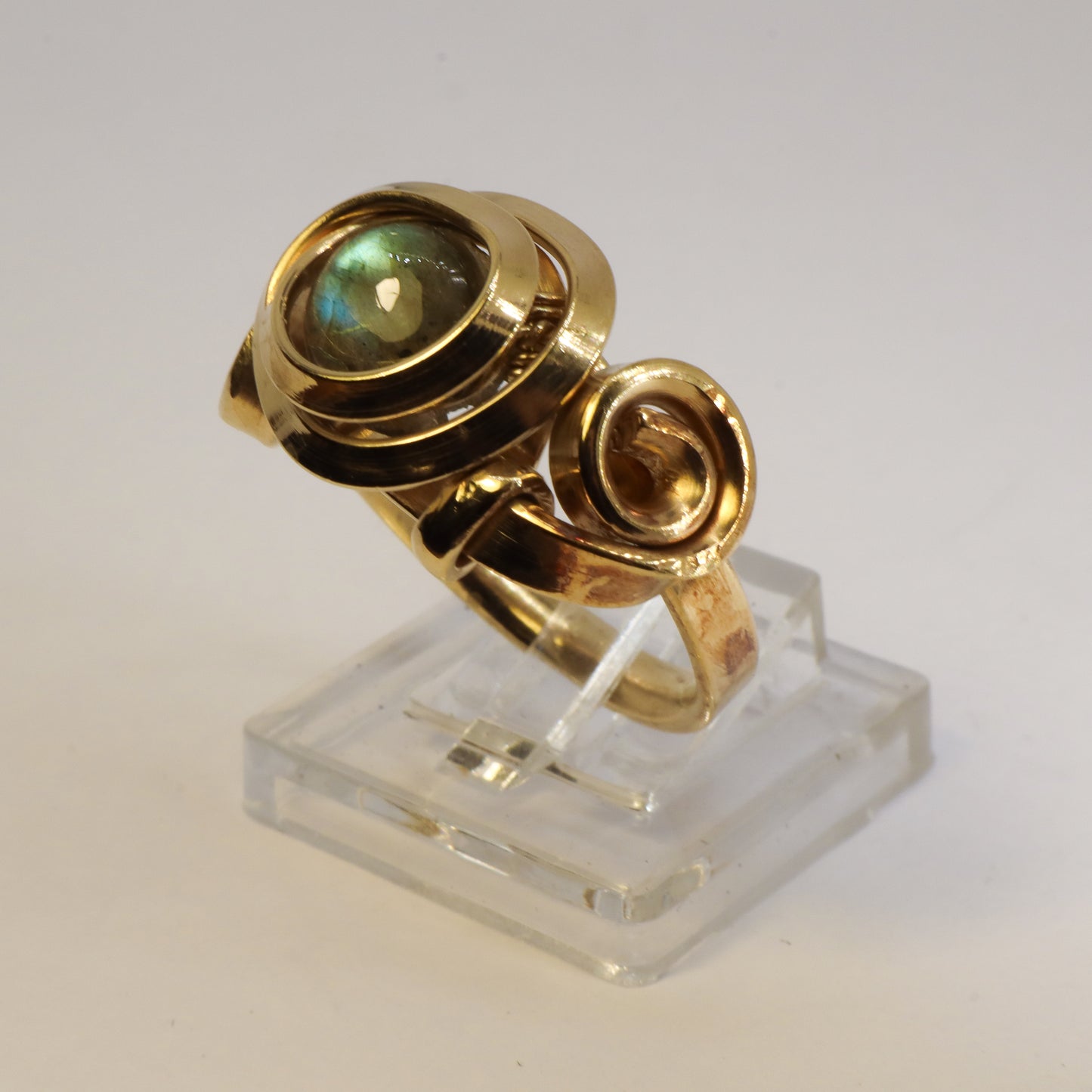 Gala Labradorite Gold Plated Solid Sterling Silver Ring