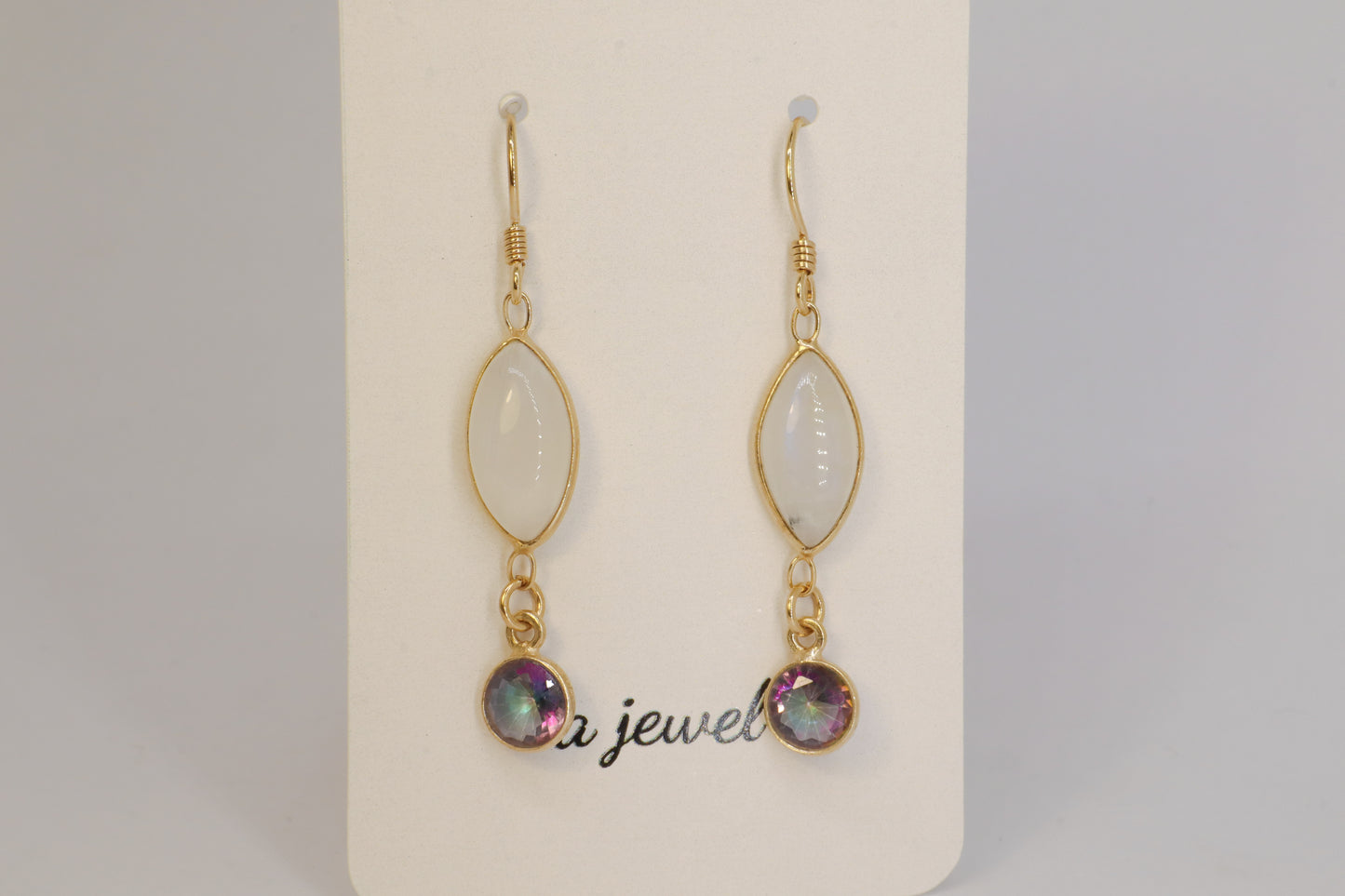 Moonstone/Mystic Topaz 24k Gold Plated Earring