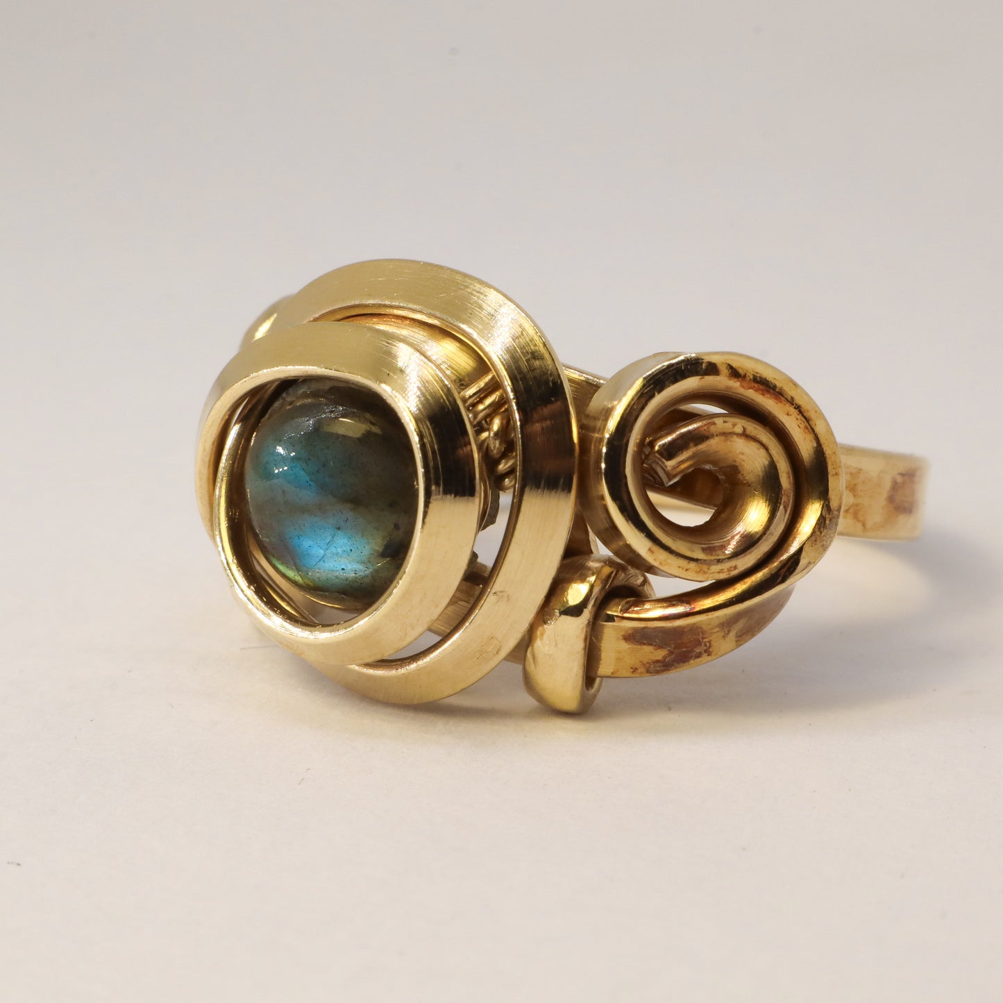 Gala Labradorite Gold Plated Solid Sterling Silver Ring