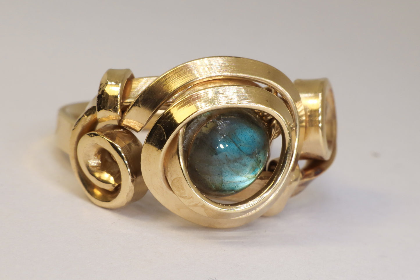 Gala Labradorite Gold Plated Solid Sterling Silver Ring