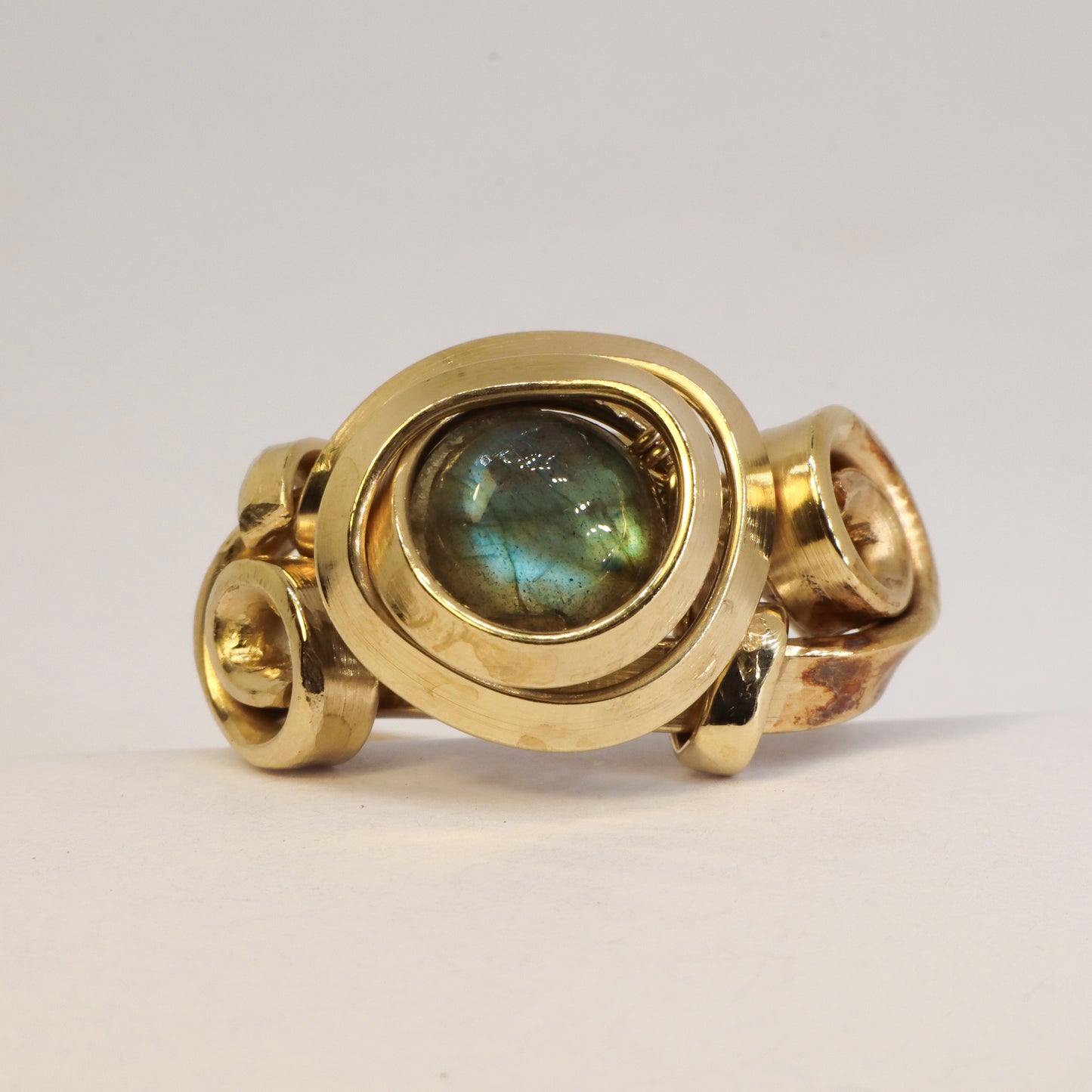 Gala Labradorite Gold Plated Solid Sterling Silver Ring