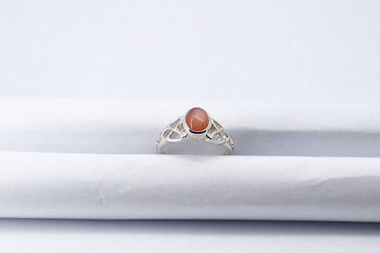 Pink Moonstone Sterling Silver Ring