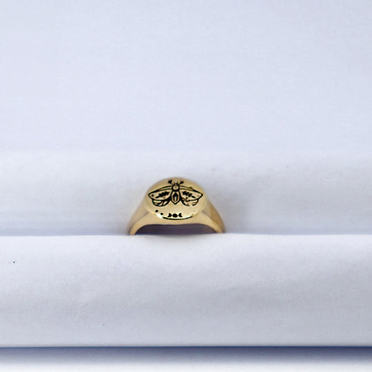 Oval signet Gold Plated Solid Sterling Silver Ring