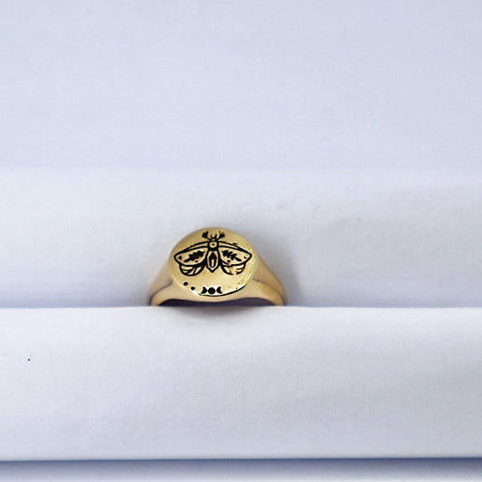 Oval signet Gold Plated Solid Sterling Silver Ring