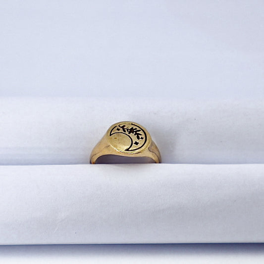 Oval signet Gold Plated Solid Sterling Silver Ring