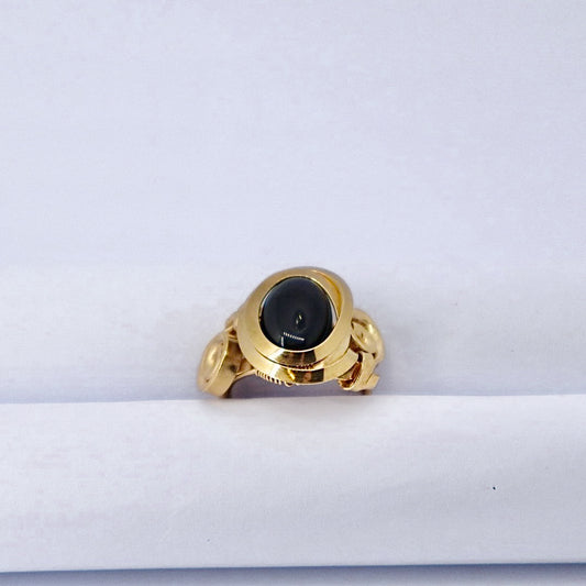 Gala Black Onyx Gold Plated Solid Sterling Silver Ring