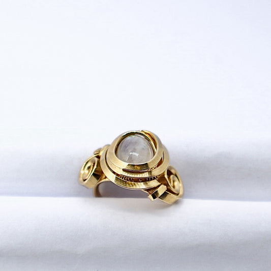 Gala Moonstone Gold Plated Solid Sterling Silver Ring